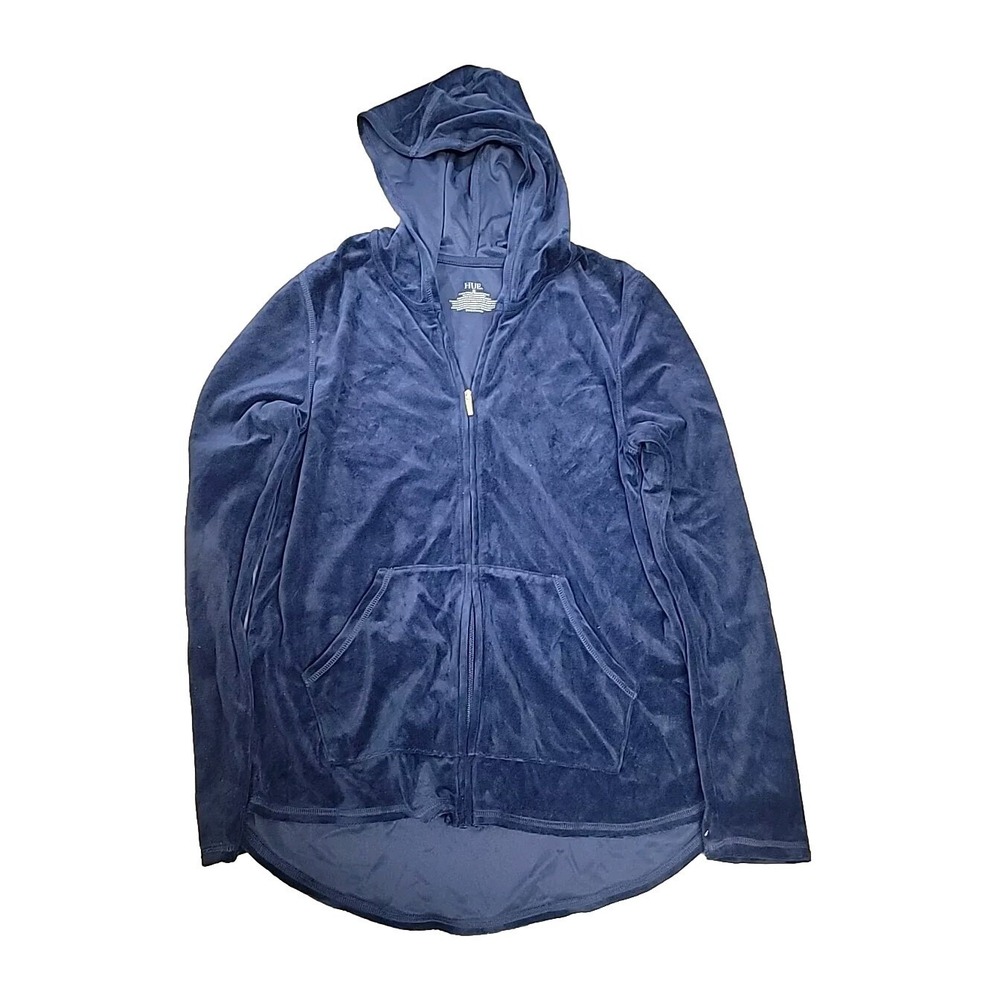 Hue Women's Velour Zip Up Jacket Mediumโ Navy